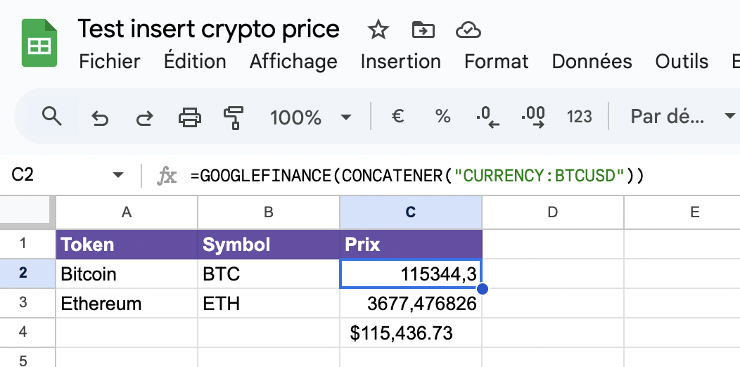google sheet crypto price google finance